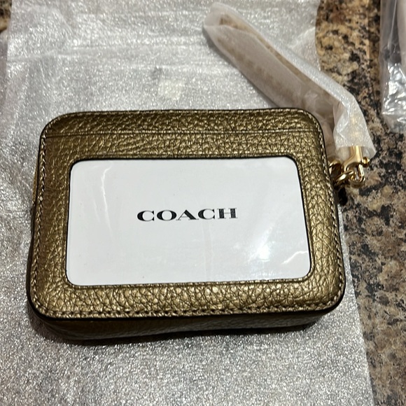 Coach Zip Card Case In Metallic Pyrite - Picture 7 of 8